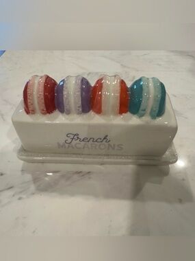 Ross French Macaron Ceramic Butter Dish NWT